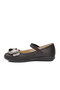 Black Glittery Orthopedic Stone Bow Detailed Strapped Girls' Ballerinas