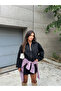 Black Herringbone Belt Detail Jacket - 6