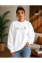 Women's Finally She Chose Herself Written Cat Printed Round Neck Casual Cotton Basic Sweatshirt