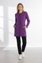 Women's Purple Two Thread Pockets Crew Neck Stone Beaded Zippered Tunic Tracksuit Set - 74611 - 2