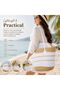 Women’s Woven Straw Beach Tote Bag with Long Shoulder Handles, Large Capacity Summer Handbag, White & Beige Lightweight Shopping Travel Vacation Picnic Carry Bag - 6
