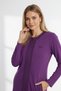 Women's Purple Two Thread Pockets Crew Neck Stone Beaded Zippered Tunic Tracksuit Set - 74611 - 5
