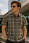 Men's Regular Fit Checked Short-Sleeve Shirt - Brown - 4