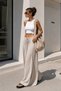 Women's Linen Trousers with Pile and Lace Details 52101024 - 4