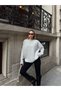 Oversize Crew Neck Soft Textured Knit Sweater Gray