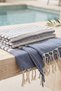 2 Layer Muslin Peshtemal 100X170 cm 100% Cotton Striped Tasseled Beach Bath and Hammam Peshtemal - 5