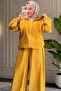6649 - Stylish, Comfortable, Loose-Fitting Peach Soft Fabric Women's Set with Elastic Detail on the Legs - 4
