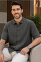 Men's Relaxed Fit Textured Short-Sleeve Knit Shirt - Grey - 4