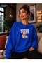Women's Good Vibes Teddy Bear Printed Round Neck Casual Cotton Basic Sweatshirt