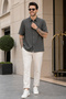 Men's Relaxed Fit Textured Short-Sleeve Knit Shirt - Grey