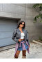 Anthracite Herringbone Belt Detail Jacket - 2