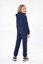 3 Thread Printed Winter Kangaroo Pocket Hooded Girls' Tracksuit Set - 4