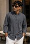 Men's Slim Fit Long-Sleeve Denim Shirt - Black - 2