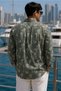Men's Slim Fit Printed Cotton Long-Sleeve Shirt - Olive - 3