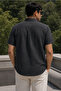 Men's Regular Fit Solid Short-Sleeve Shirt - Black - 3