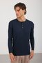 Men's Half Placket Buttoned High Collar Hair Braided Knitwear - 4