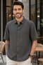 Men's Relaxed Fit Textured Short-Sleeve Knit Shirt - Grey - 2