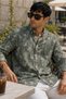 Men's Slim Fit Printed Cotton Long-Sleeve Shirt - Olive - 4