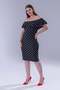 Women's Black and White Polka Dot Pattern Shoulder Detail Ruffle Collar Stretchy Plus Size Dress - 4
