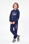 3 Thread Printed Winter Kangaroo Pocket Hooded Girls' Tracksuit Set - 3