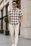 Men's Slim Fit Checked Short-Sleeve Shirt - Brown