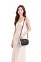 Black Drawstring Women's Shoulder Bag - Faux Leather Daily Crossbody Bag with Polka Dot Shawl Detail - 3