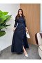 Women's Shirt Collar Belted Buttoned Denim Long Dress - 2