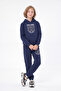 3 Thread Printed Winter Kangaroo Pocket Hooded Girls' Tracksuit Set - 4