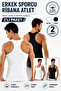 Men's Athlete Ribbed Undershirt 2-Pack White and Black Color Cotton Flexible Comfortable
