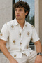 Men's Regular Fit Embroidered Short-Sleeve Shirt - White - 4