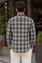 Men's Slim Fit Checked Cotton Long-Sleeve Shirt - Mustard - 3