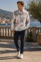 Men's Oversized Printed Long-Sleeve Shirt - White