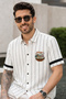 Men's Regular Fit Striped Short-Sleeve Shirt - White - 4