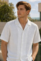 Men's Regular Fit Solid Short-Sleeve Shirt - White - 4