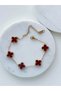 Steel Burgundy Clover Bracelet