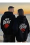 Lover Couple Combination Beauty Beast Back Printed Design Hooded Sweatshirt Set of 2