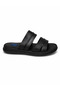 Men's Genuine Leather Black Slippers with Wide Band Comfortable Sole for Daily Use - 4
