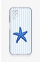 Samsung A12 Compatible Blue Starfish Patterned Silicone Case - 2