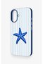 Blue Starfish Patterned Silicone Case Compatible with iPhone 16 - 4