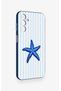 Samsung M14 Compatible Blue Starfish Patterned Silicone Case - 3