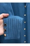 Gavessa Stone Embellished Cardigan with Metal Buttons on the Sleeve and Front-Sy3260 Indigo - 4