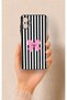 Samsung A06 Compatible Pink and White Ribbon Patterned Silicone Case
