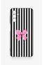 Samsung A04S Compatible Pink and White Ribbon Patterned Silicone Case - 2