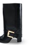 Nashira Alma Women's Pointed Toe Heeled Short Boots 0012077 Black Wrinkled Patent Leather - 6