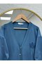 Gavessa Stone Embellished Cardigan with Metal Buttons on the Sleeve and Front-Sy3260 Indigo - 2