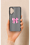 Samsung A32 Compatible Pink and White Ribbon Patterned Silicone Case