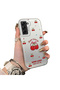 Samsung Galaxy S21 Fe Compatible Hard Acrylic Back Silicone Edge Lens Protection Cherry Case
