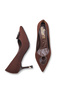 Lyra Pia Women's Pointed Toe Thin Heeled Shoes 00123009 Matte Brown - 4