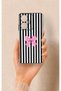 Realme C55 Compatible Pink and White Ribbon Patterned Silicone Case