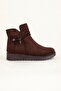 Women's Brown Suede Thermo Sole Smart Padded Zippered Comfortable Short Boots - 2